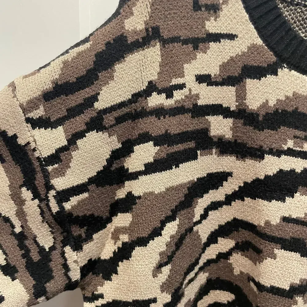 women's Philosophy 2X camouflage knit sweater long sleeves cozy casual relax